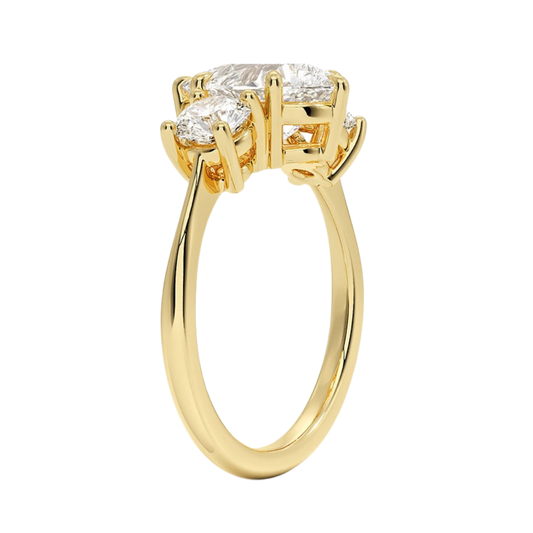 1 To 5 Ct Luxe Selene Three Stone Pear Cut Lab Grown Diamond Engagement Ring in 10K/14K/18K Gold | Pooja Diamond | IGI Certified Lab Diamond