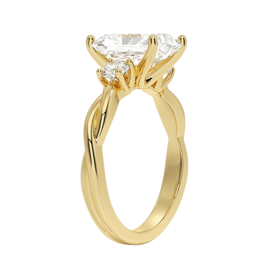 1 TO 5 CT Twisted Vine Three Stone Radiant Cut Lab-Grown Diamond Ring in 10K/14K/18K Gold | Pooja Diamond | IGI Certified Lab Diamond