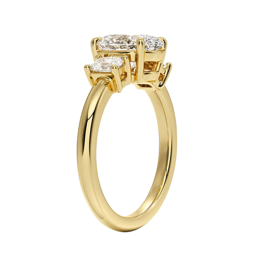 1 TO 5 Ct Helena Oval Cut Three Stone Lab Grown Diamond Engagement Ring in 10K / 14K / 18K Gold | Elegant Three Stone Diamond Ring | Pooja Diamond | IGI Certified Lab Diamond