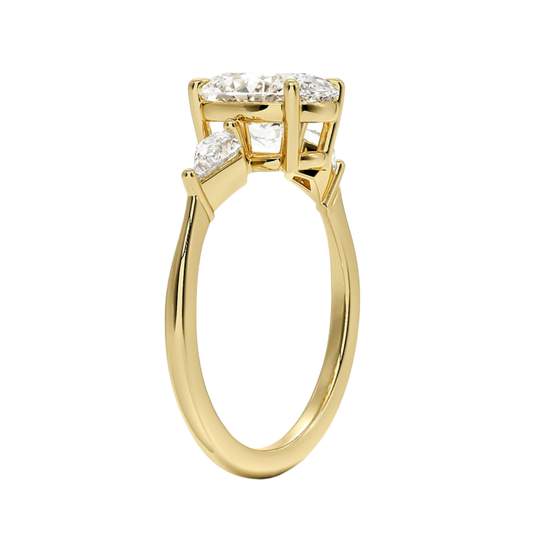 1 TO 5 Ct Luxe Cometa Three Stone Oval Cut Lab Grown Diamond Engagement Ring in 10K / 14K / 18K Gold | Pooja Diamond | IGI Certified Lab Diamond