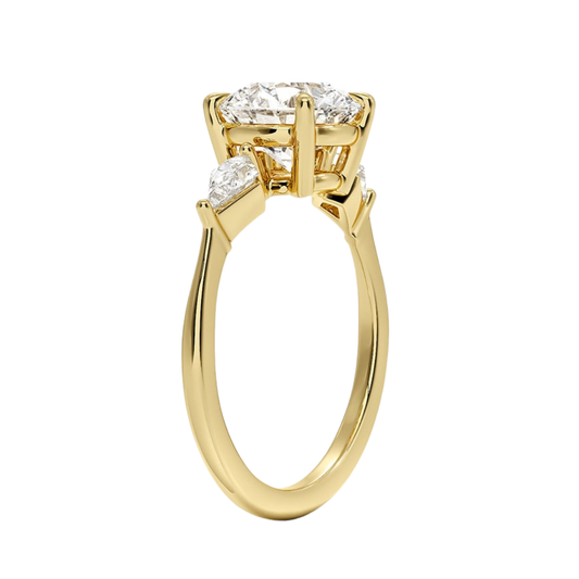 1 TO 5 Ct Luxe Cometa Three Stone Round Cut Lab Grown Diamond Engagement Ring in 10K / 14K / 18K Gold | Pooja Diamond | IGI Certified Lab Diamond