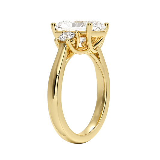 1 TO 5 Ct Petite Trellis Three Stone Radiant Cut Lab-Grown Diamond Ring in 10K/14K/18K Gold | Pooja Diamond | IGI Certified Lab Diamond