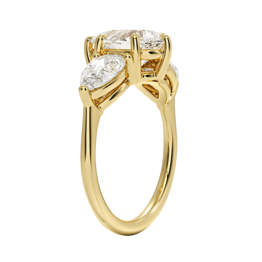 1 To 5 Ct Luxe Opera Three Stone Pear Cut Lab Grown Diamond Engagement Ring in 10K/14K/18K Gold | PoojaDiamond | IGI Certified Lab Diamond