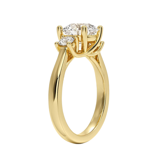1 TO 5 Ct Petite Trellis Three Stone Round Cut Lab-Grown Diamond Ring in 10K/14K/18K Gold | Pooja Diamond | IGI Certified Lab Diamond