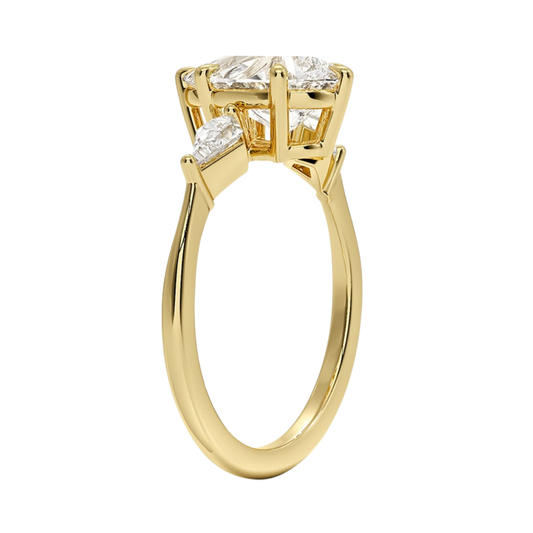 1 TO 5 Ct Luxe Cometa Three Stone Pear Cut Lab Grown Diamond Engagement Ring in 10K / 14K / 18K Gold | Pooja Diamond | IGI Certified Lab Diamond