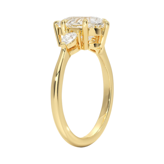 1 To 5 CT Petite Opera Pear Cut Three Stone Lab-Grown Diamond Ring with Pear Side Stones in 10K/14K/18K Gold | Pooja Diamond | IGI Certified Lab Diamond