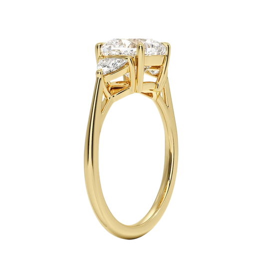 1 TO 5 CT Luxe Cushion & Trillion Three Stone Lab-Grown Diamond Ring in 10K/14K/18K Gold | Pooja Diamond | IGI Certified Lab Diamond