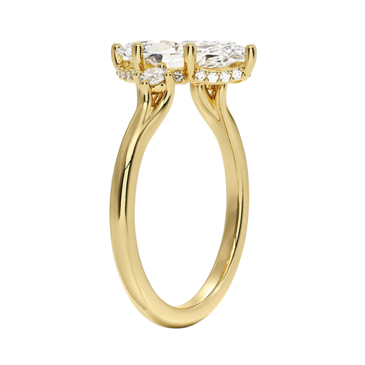 1 TO 5 CT Floating Three Stone Marquise Cut Lab Grown Diamond Engagement Ring in 10K/14K/18K Gold | Pooja Diamond | IGI Certified Lab Diamond