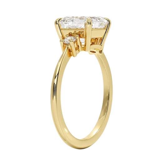 1 TO 5 CT Petite Selene Asscher Cut Three Stone Lab-Grown Diamond Ring in 10K/14K/18K Gold | Pooja Diamond | IGI Certified Lab Diamond