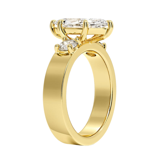 1 To 5 CT Peyton Marquise Cut Lab Grown Diamond Three Stone Engagement Ring in 10K / 14K / 18K Gold | Pooja Diamond | IGI Certified Lab Diamond