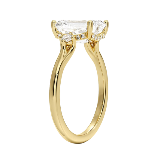 1 TO 5 CT Floating Three Stone Emerald Cut Lab Grown Diamond Engagement Ring in 10K/14K/18K Gold | Pooja Diamond | IGI Certified Lab Diamond