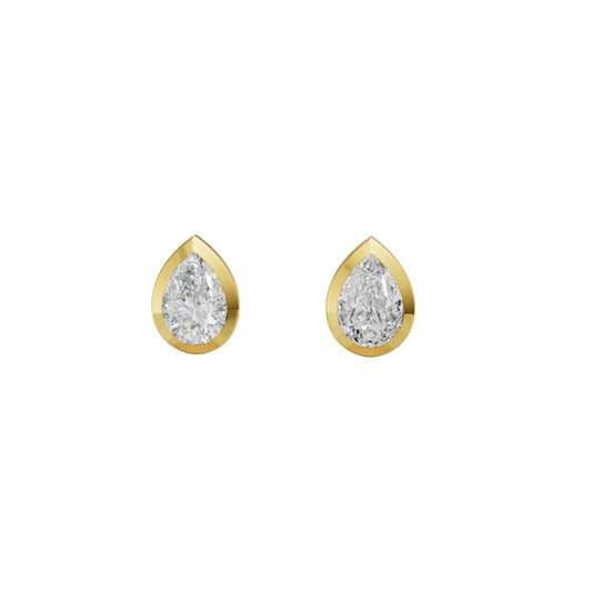 Pear Cut Lab Grown Diamond Stud Earrings in Gold