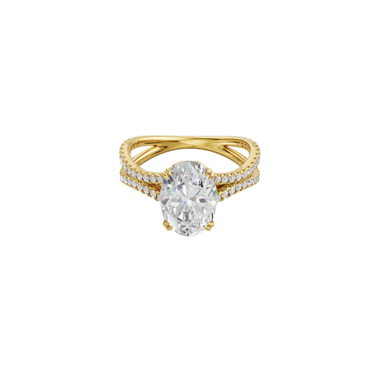 Oval Lab Grown Diamond Double Band Engagement Ring