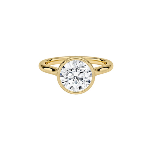1 To 5 CT Round Cut Lab Grown Diamond Bezel Set Solitaire Ring in Gold | Classic Engagement Ring – Pooja Diamond