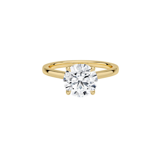 Round Cut Lab Grown Diamond Ring | 4 Prong Gold Solitaire Anniversary Ring