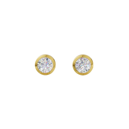 Round Cut Lab Grown Diamond Stud Earrings in Gold