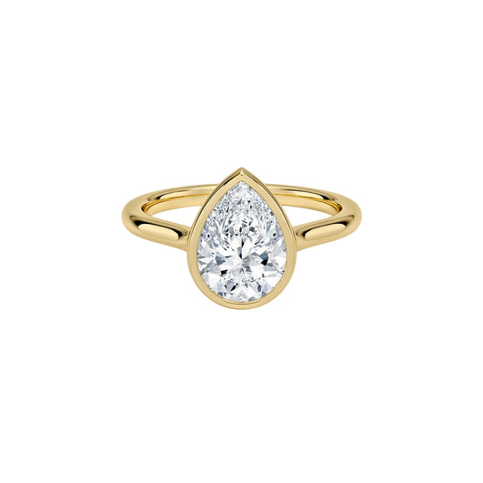 1 To 5 CT Pear Cut Lab Grown Diamond Bezel Set Solitaire Ring in Gold | Elegant Engagement Ring – Pooja Diamond