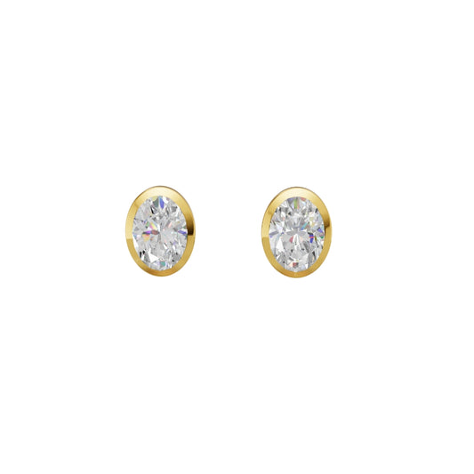 Oval Cut Lab Grown Diamond Stud Earrings in Gold