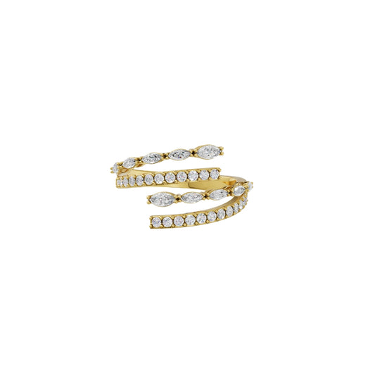 Mix Shape Lab Grown Diamond Spiral Wrap Ring in Gold | Designer Statement Ring – Pooja Diamond