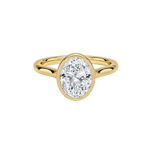 1 To 5 CT Oval Shape Lab Grown Diamond Bezel Set Solitaire Ring in Gold | Modern Engagement Ring – Pooja Diamond