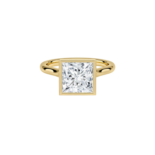 1 To 5 CT Princess Cut Lab Grown Diamond Bezel Set Solitaire Ring in Gold | Modern Engagement Ring – Pooja Diamond