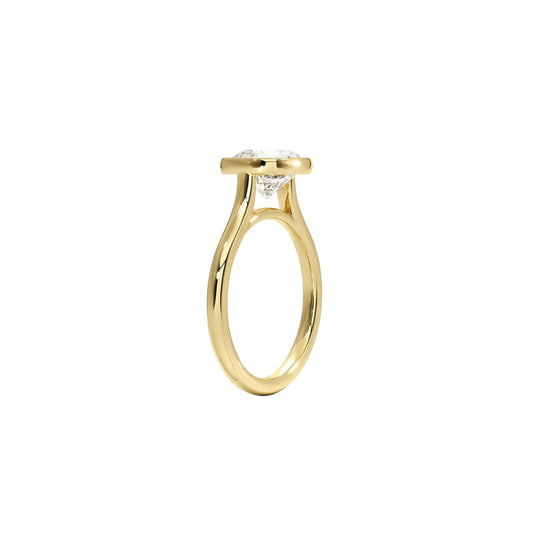 1 To 5 CT Cushion Cut Lab Grown Diamond Bezel Set Solitaire Ring in Gold | Modern Engagement Ring – Pooja Diamond