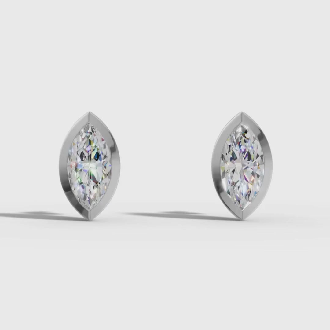 Marquise Cut Lab Grown Diamond Stud Earrings in Gold