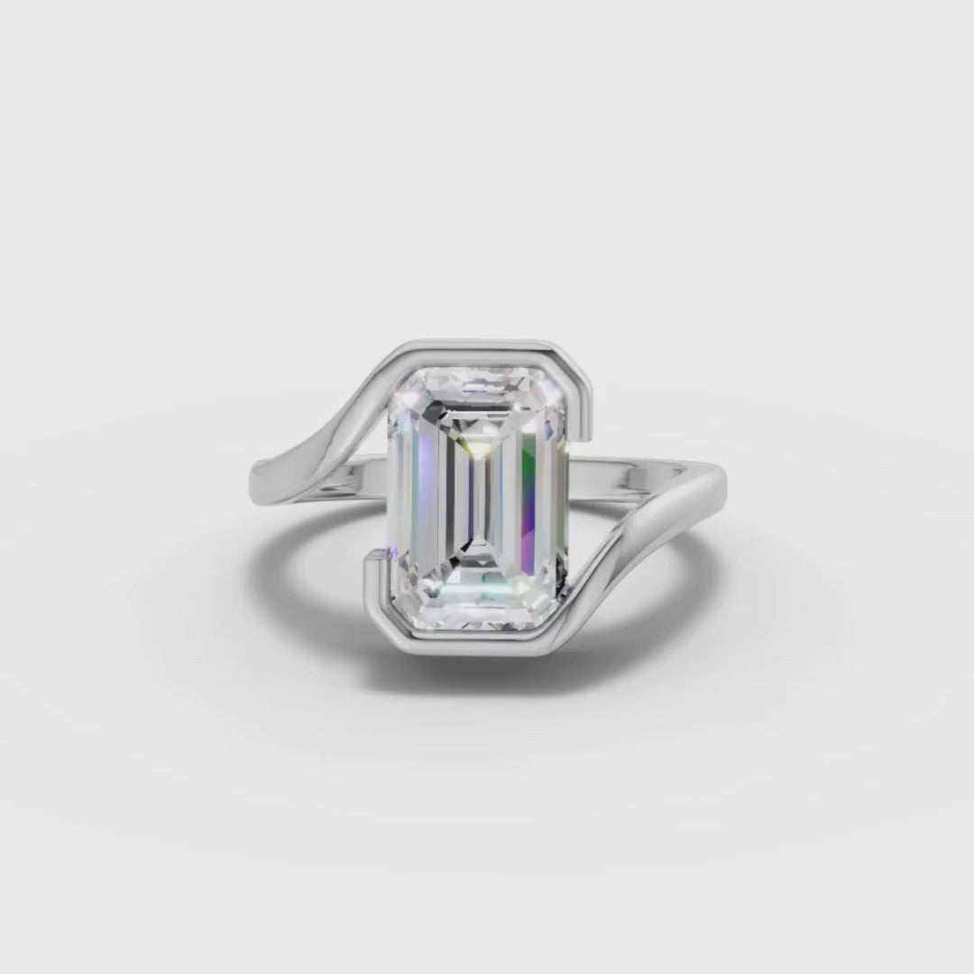 1 To 5 CT Emerald Cut Lab Grown Diamond Wrap Ring in Gold | Modern Bezel Diamond Ring – Pooja Diamond
