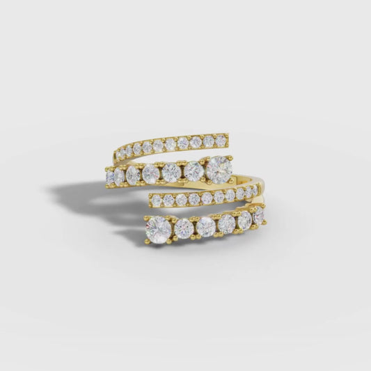 Round Cut Lab Grown Diamond Spiral Wrap Ring in Gold | Luxury Statement Ring – Pooja Diamond