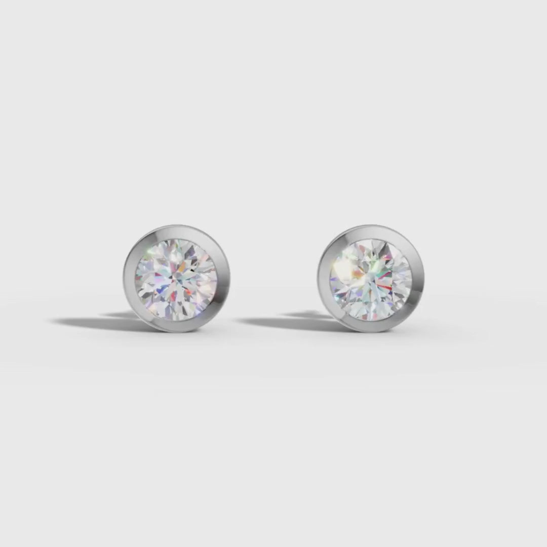 Round Cut Lab Grown Diamond Stud Earrings in Gold