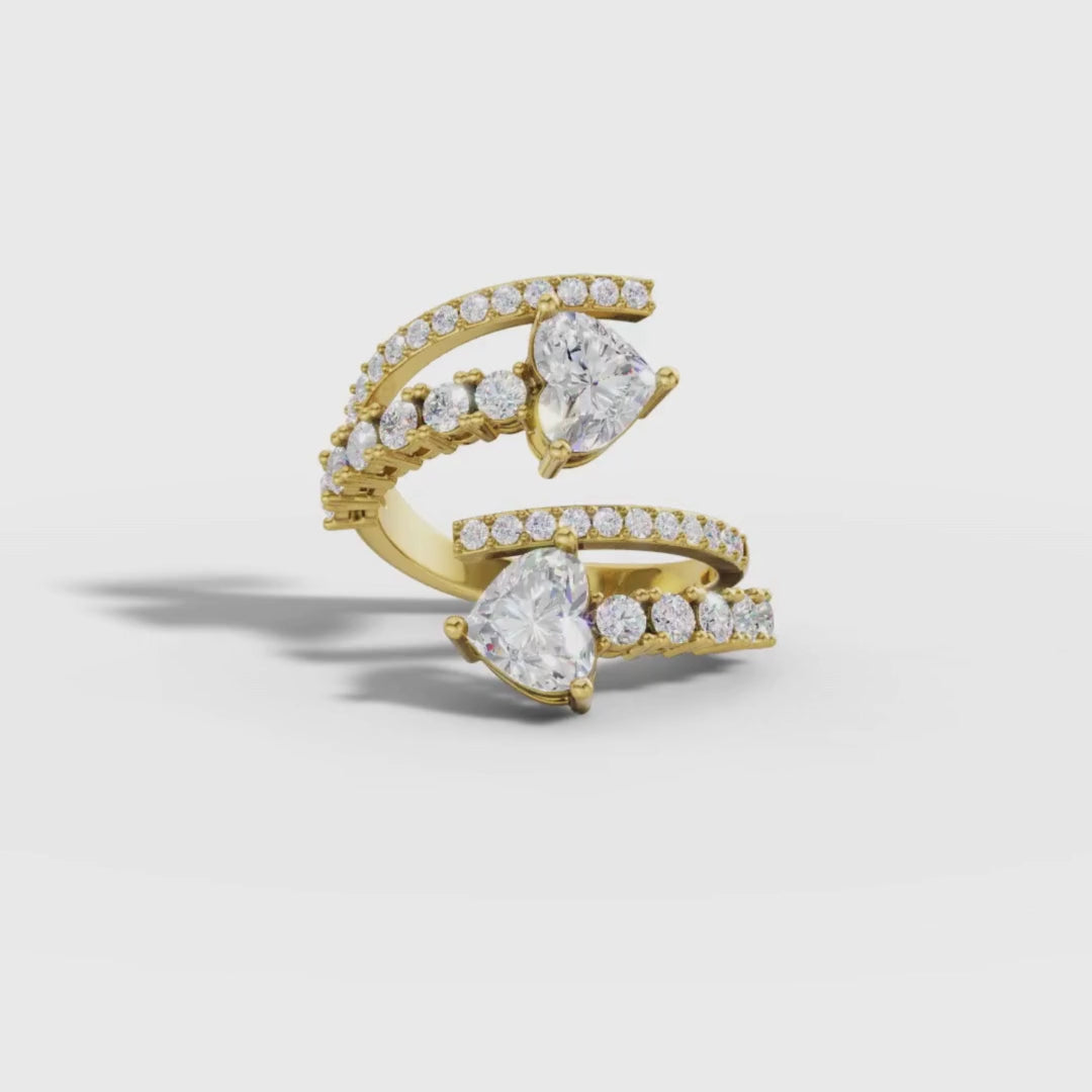 1 To 5 CT Heart Shape Lab Grown Diamond Open Wrap Ring in Gold | Modern Statement Ring – Pooja Diamond