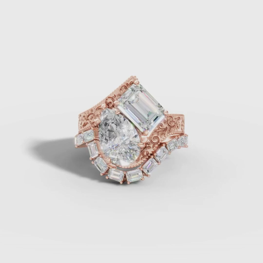 Mixed Shape Lab Grown Diamond Statement Ring in Yellow Gold | Designer Bridal Ring – Pooja Diamond