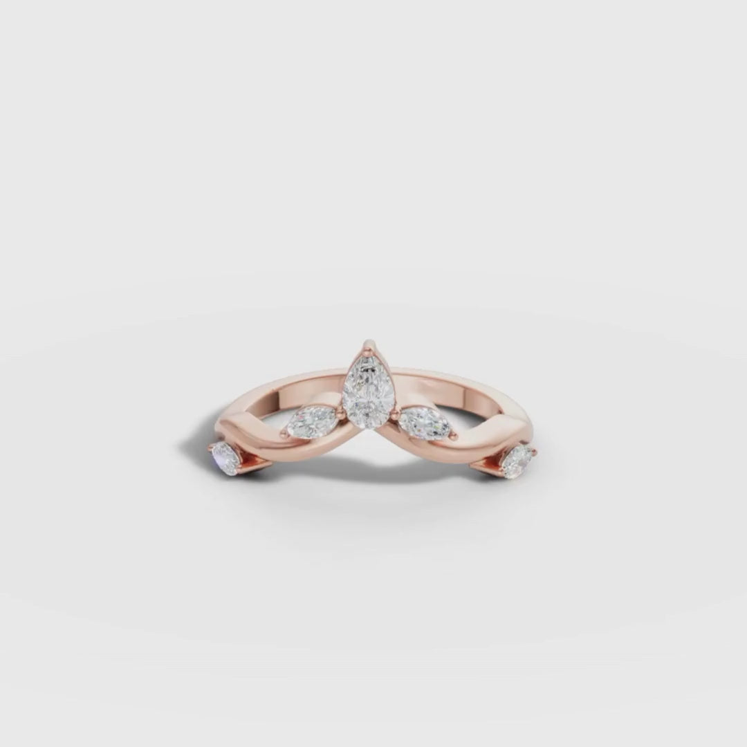 Pear & Marquise Lab Grown Diamond Tiara Ring in Gold | Elegant Designer Ring – Pooja Diamond