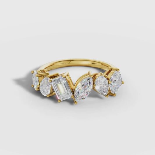 Mixed Shape Lab Grown Diamond Ring in Gold | Modern Designer Band – Pooja Diamond