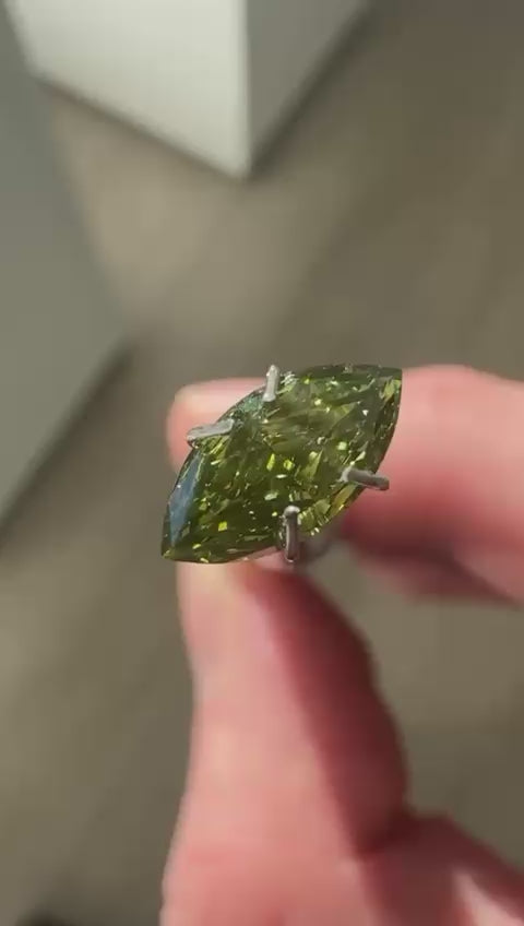 1 To 5 CT Marquise Cut Green Colour Lab Grown Diamond : IGI Certified Cvd Loose Diamond