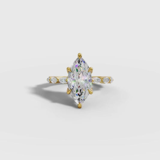 2 To 5 CT Marquise Cut Lab Grown Diamond Engagement Ring with Side Stones in Gold | Elegant Bridal Ring – Pooja Diamond