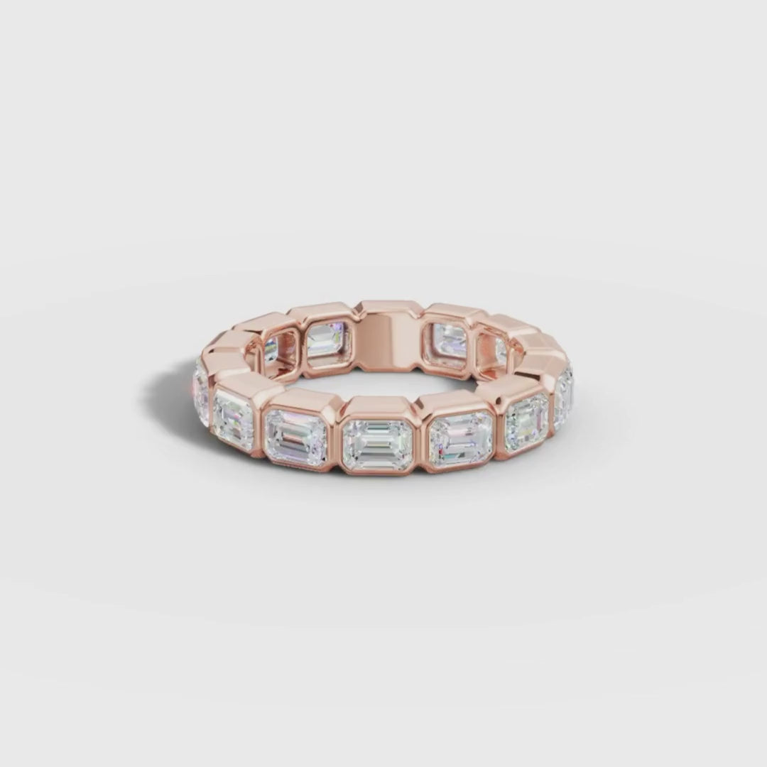 Emerald Cut Lab Grown Diamond Full Eternity Ring in Gold | Luxury Wedding Band – Pooja Diamond