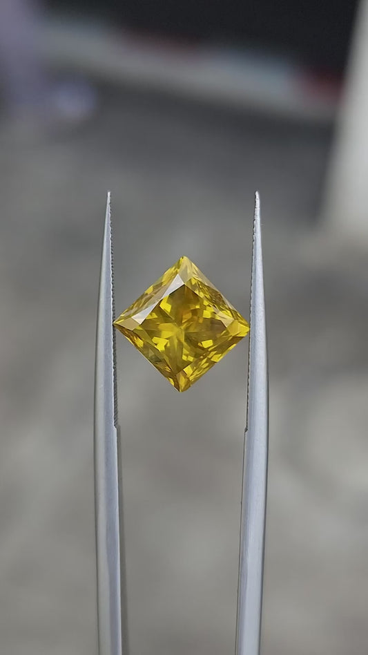 Princess Yellow Colour VVS/Vs Lab Grown Diamond, IGI Certified Eco Friendly Loose Diamond, CVD Diamond Engagement Ring For Customized Gift