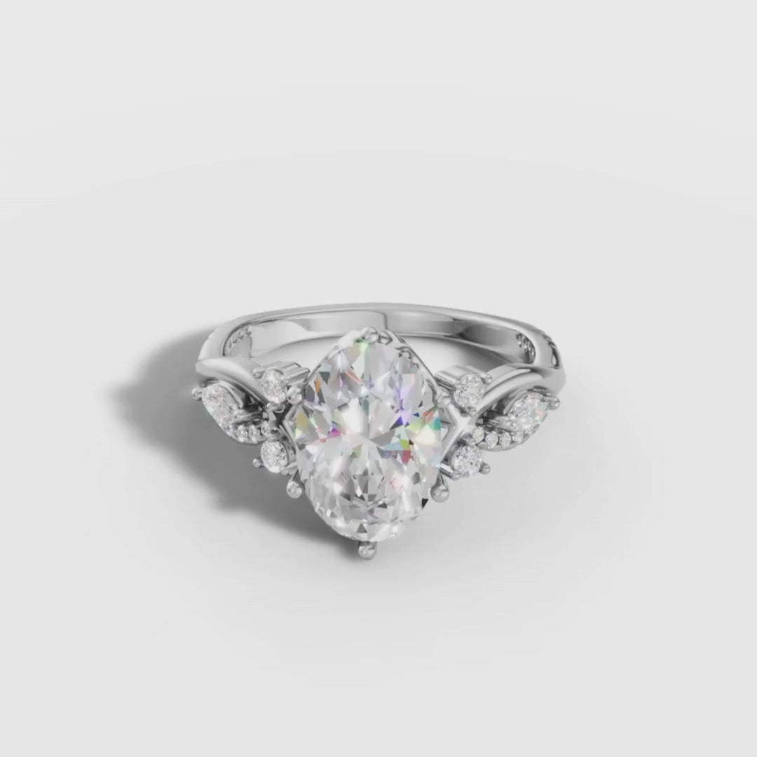 1 To 5 CT Classic Oval Shape Lab Grown Diamond Engagement Ring in Yellow Gold | Side Diamond Setting – Pooja Diamond