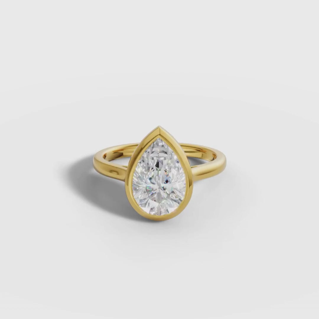 1 To 5 CT Pear Cut Lab Grown Diamond Bezel Set Solitaire Ring in Gold | Elegant Engagement Ring – Pooja Diamond