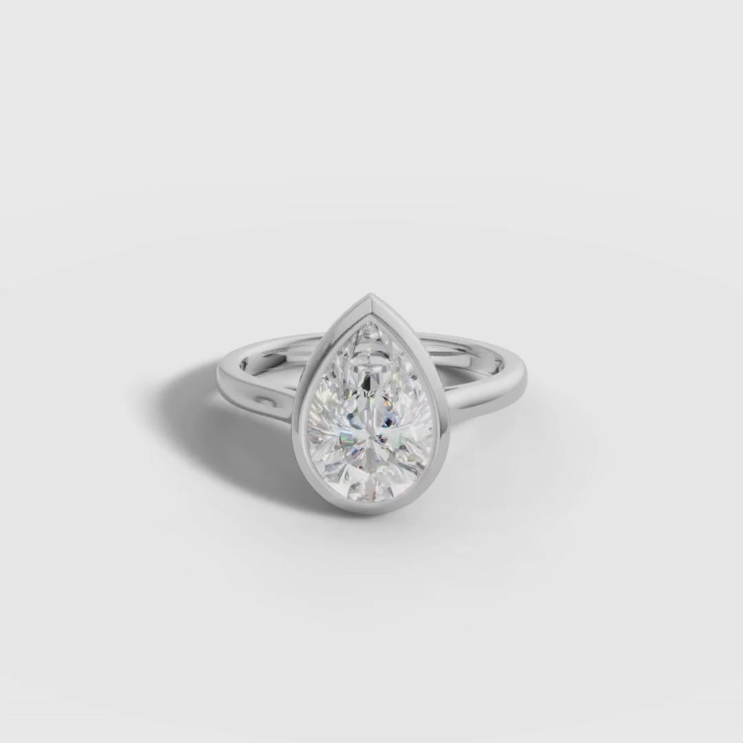 1 To 5 CT Pear Cut Lab Grown Diamond Bezel Set Solitaire Ring in Gold | Elegant Engagement Ring – Pooja Diamond