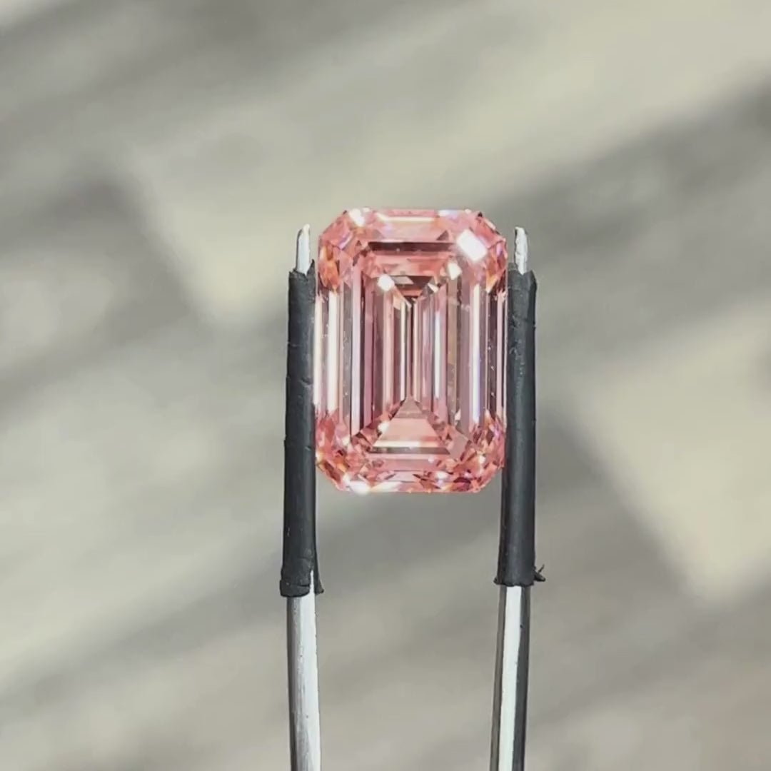 1 To 6 Ct Pink Emerald Shape Lab Grown Diamond | Fancy Pink Emerald Cut CVD Diamond – Pooja Diamond