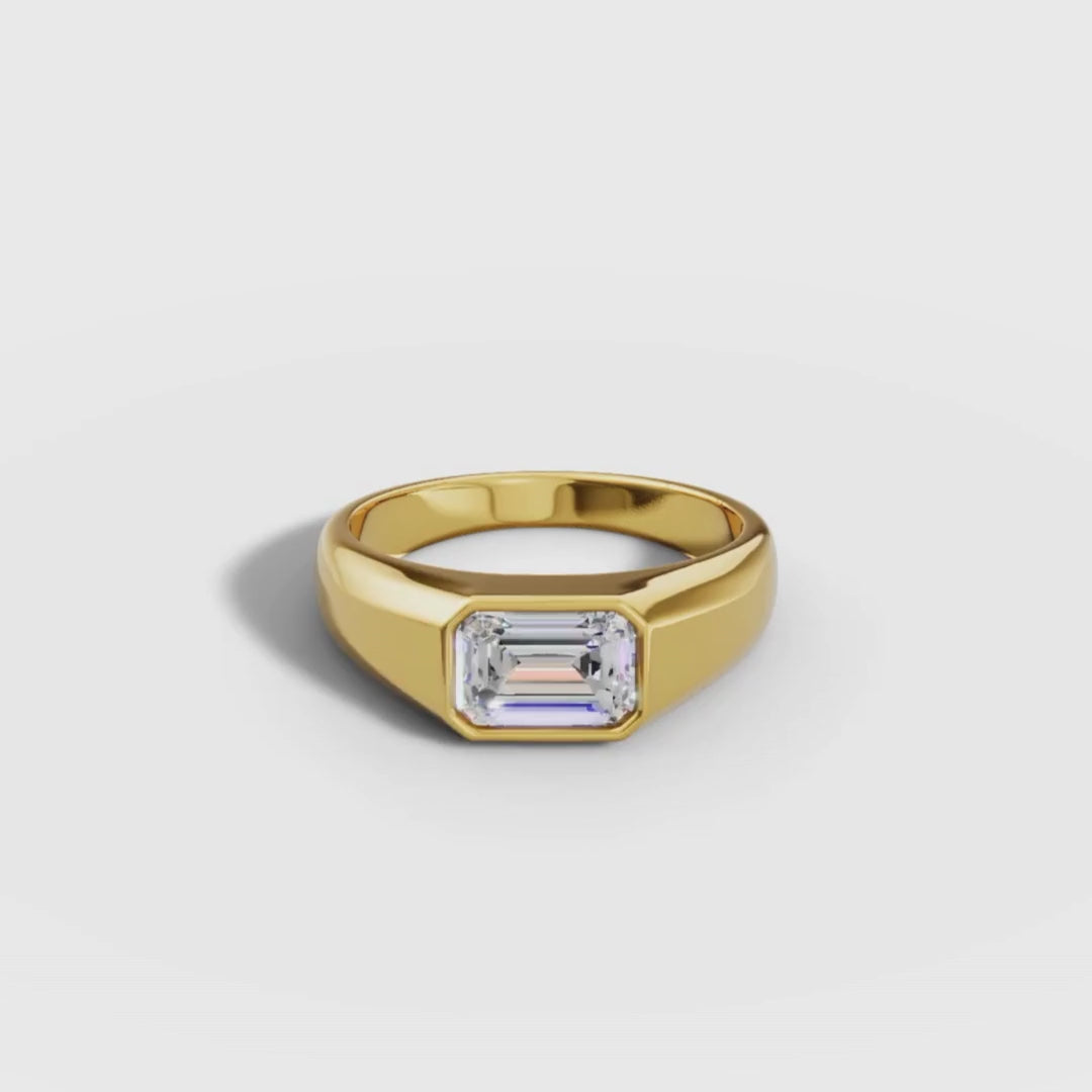 1 To 5 CT Emerald Cut Lab Grown Diamond Signet Ring in Gold | Modern Luxury Diamond Ring – Pooja Diamond