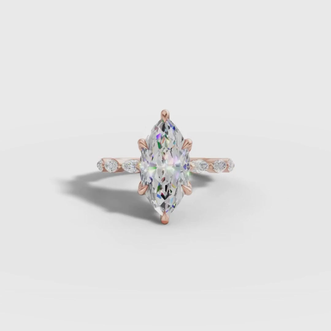 2 To 5 CT Marquise Cut Lab Grown Diamond Engagement Ring with Side Stones in Gold | Elegant Bridal Ring – Pooja Diamond