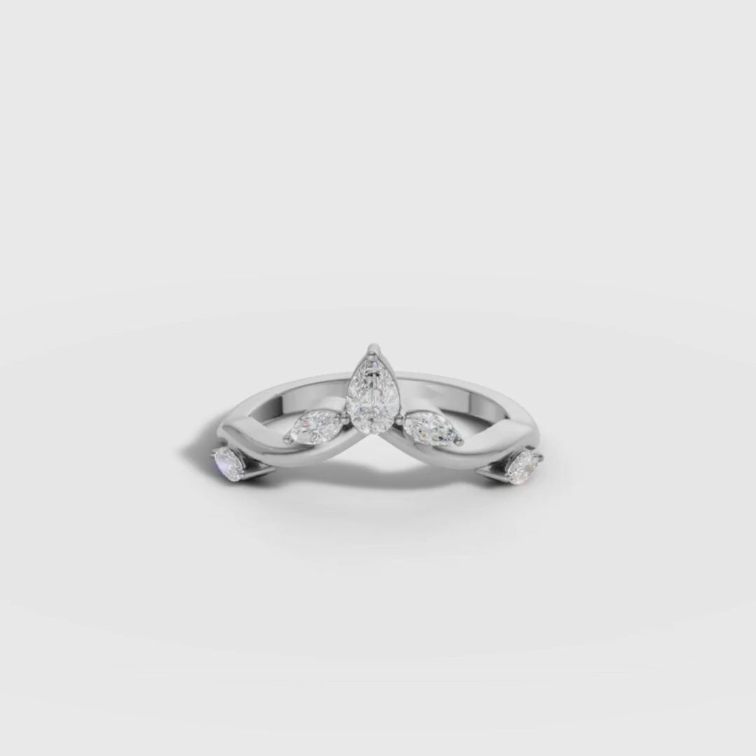 Pear & Marquise Lab Grown Diamond Tiara Ring in Gold | Elegant Designer Ring – Pooja Diamond