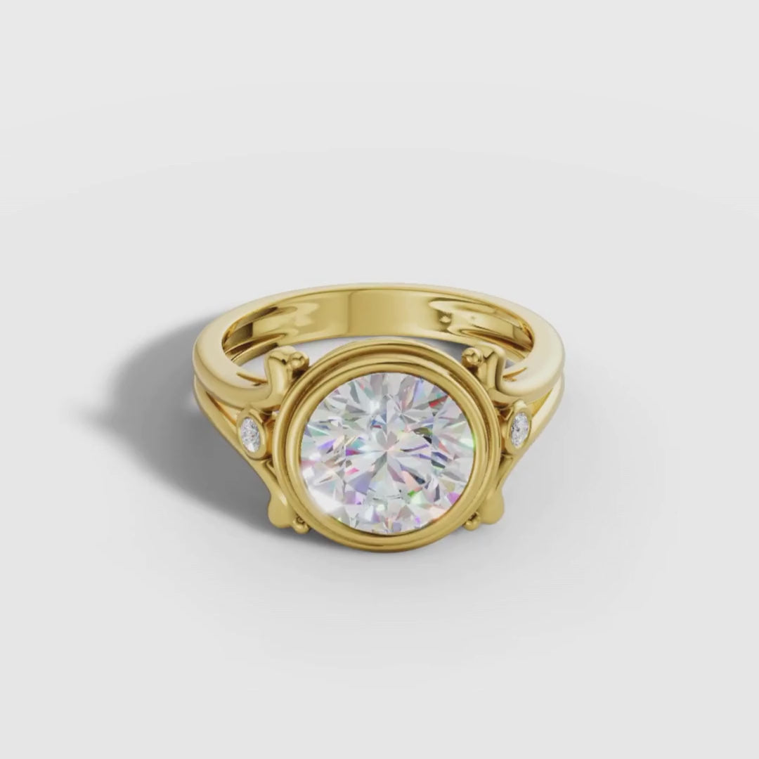1 To 5 CT Round Cut Lab Grown Diamond Bezel Set Vintage Style Ring in Gold | Classic Solitaire Ring – Pooja Diamond