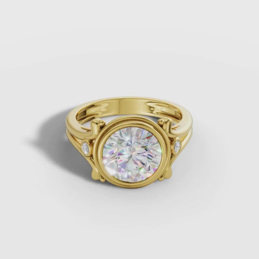 1 To 5 CT Round Cut Lab Grown Diamond Bezel Set Vintage Style Ring in Gold | Classic Solitaire Ring – Pooja Diamond
