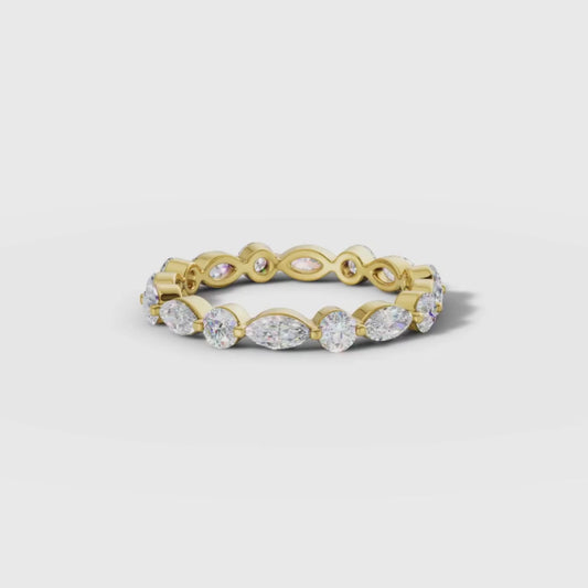Mixed Shape Lab Grown Diamond Eternity Ring in Gold | Luxury Stackable Band – Pooja Diamond