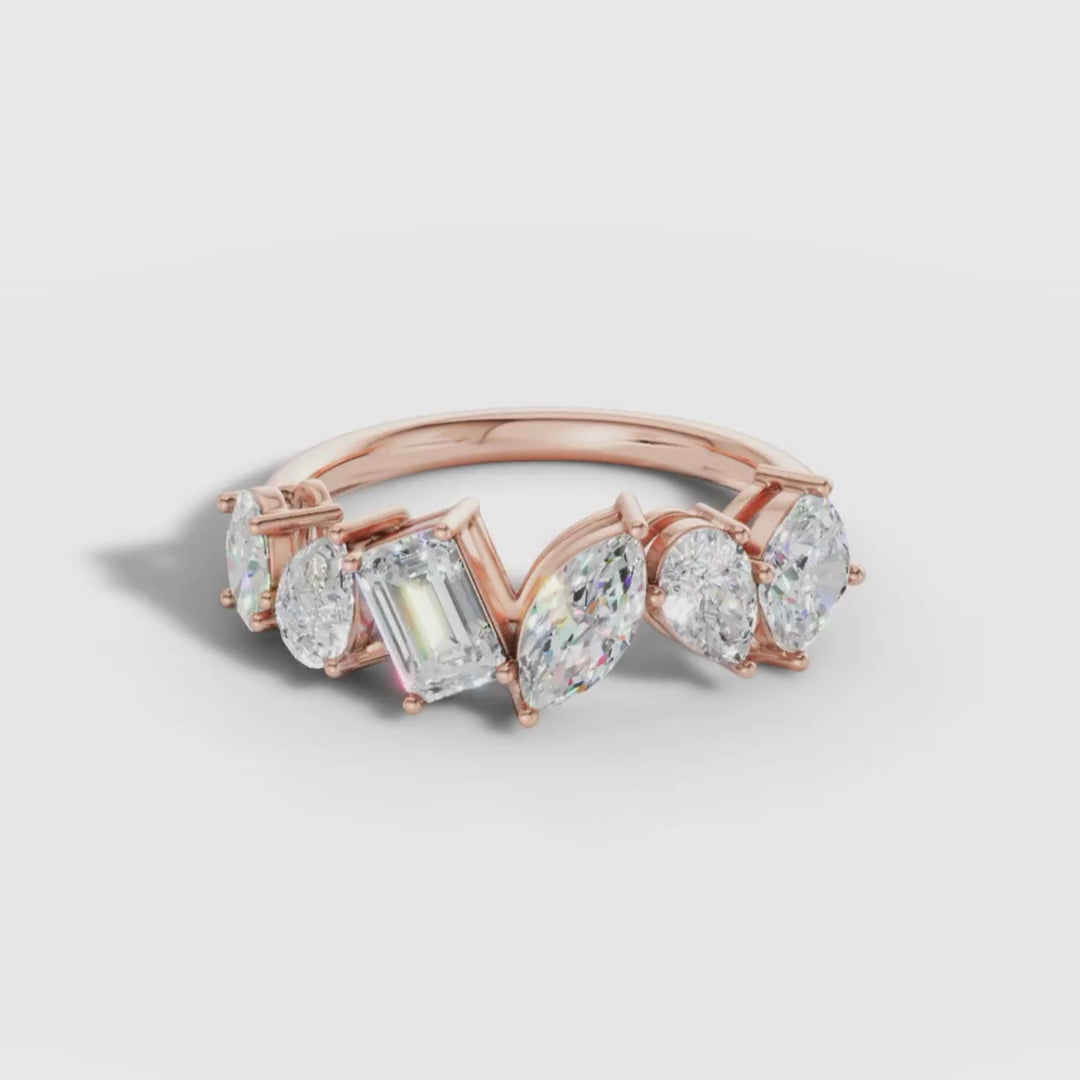 Mixed Shape Lab Grown Diamond Ring in Gold | Modern Designer Band – Pooja Diamond