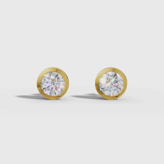 Round Cut Lab Grown Diamond Stud Earrings in Gold